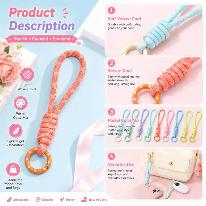 Hand Woven Keychain For Mobile - Car Accessories Phone Holder 评论和价格